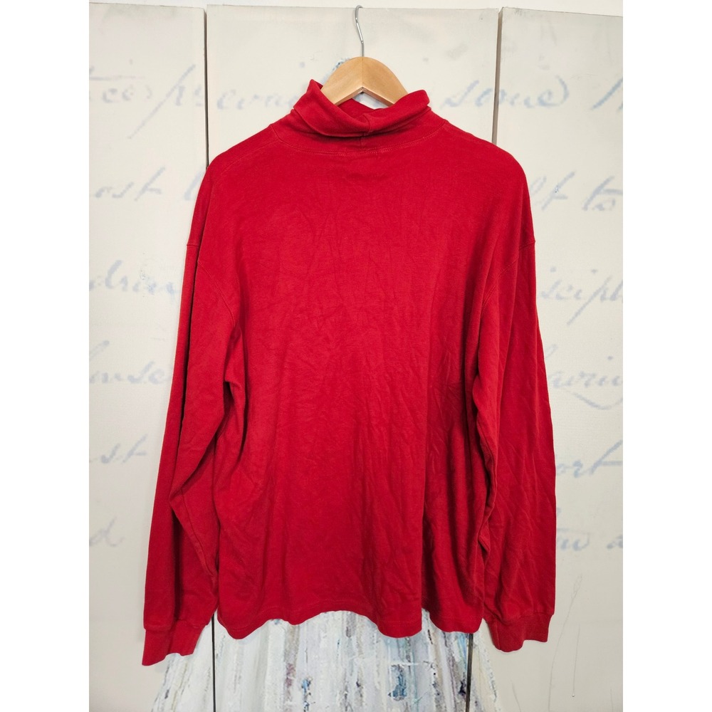 J.Crew Oarsman Turtleneck Shirt‎ L Red Vintage Made in USA Cotton Long Sleeve